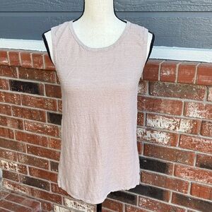 Garnet Hill 100% Linen Knit Tank Top Tan Beige Neutral Sleeveless Shirt Size M